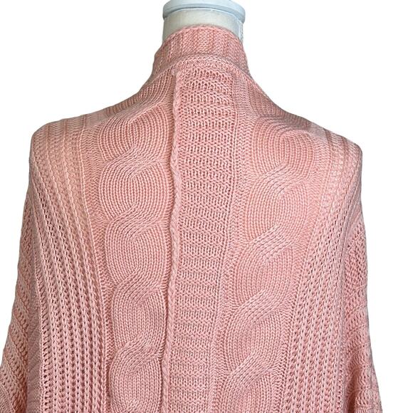 Military Hippie Open Sweater One Size Salmon Pink Braided Knit Boho Cozycore Top - Picture 8 of 11